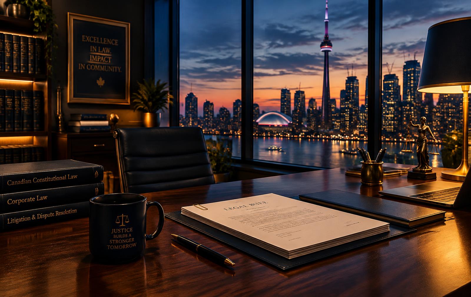 Toronto skyline and office interior